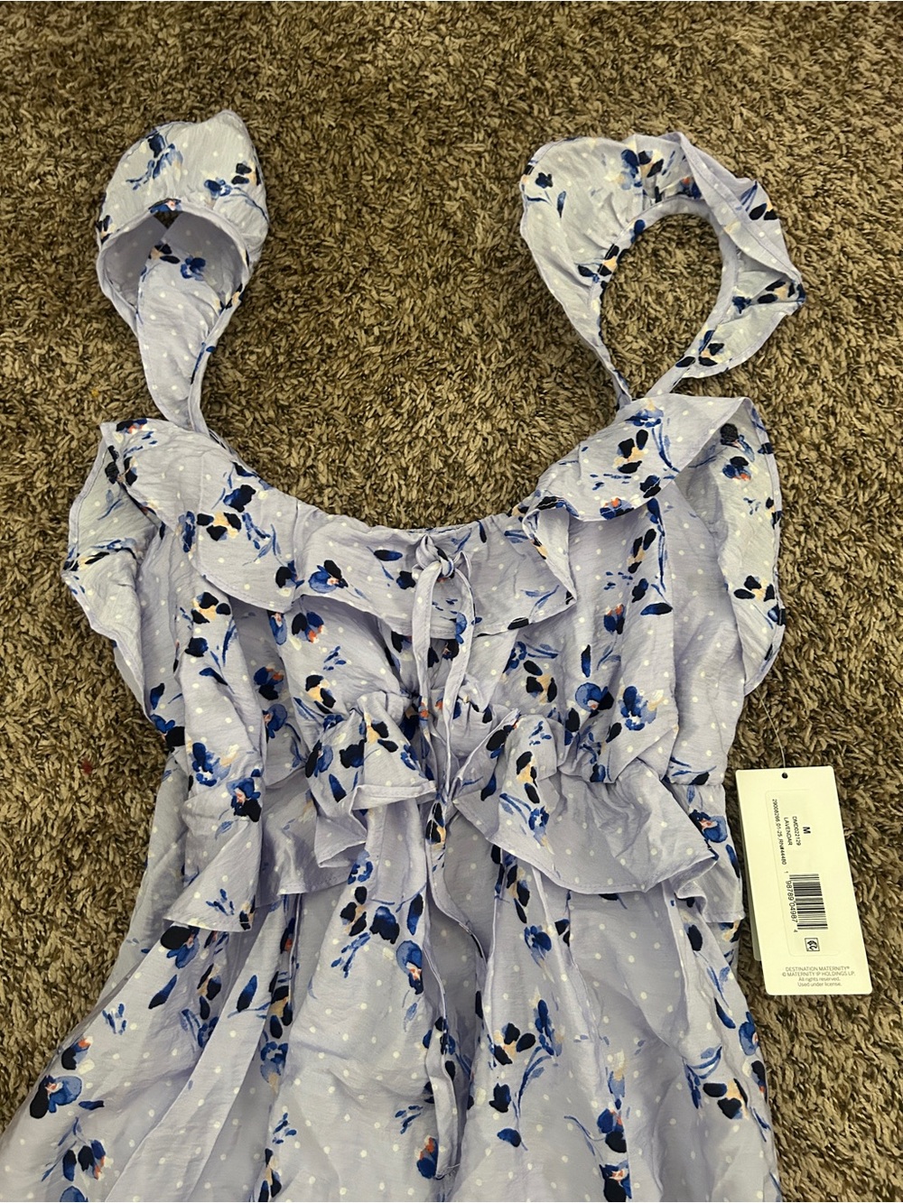 Sleeveless Lavender Maternity Floral Ruffle Women’s Maxi Dress
